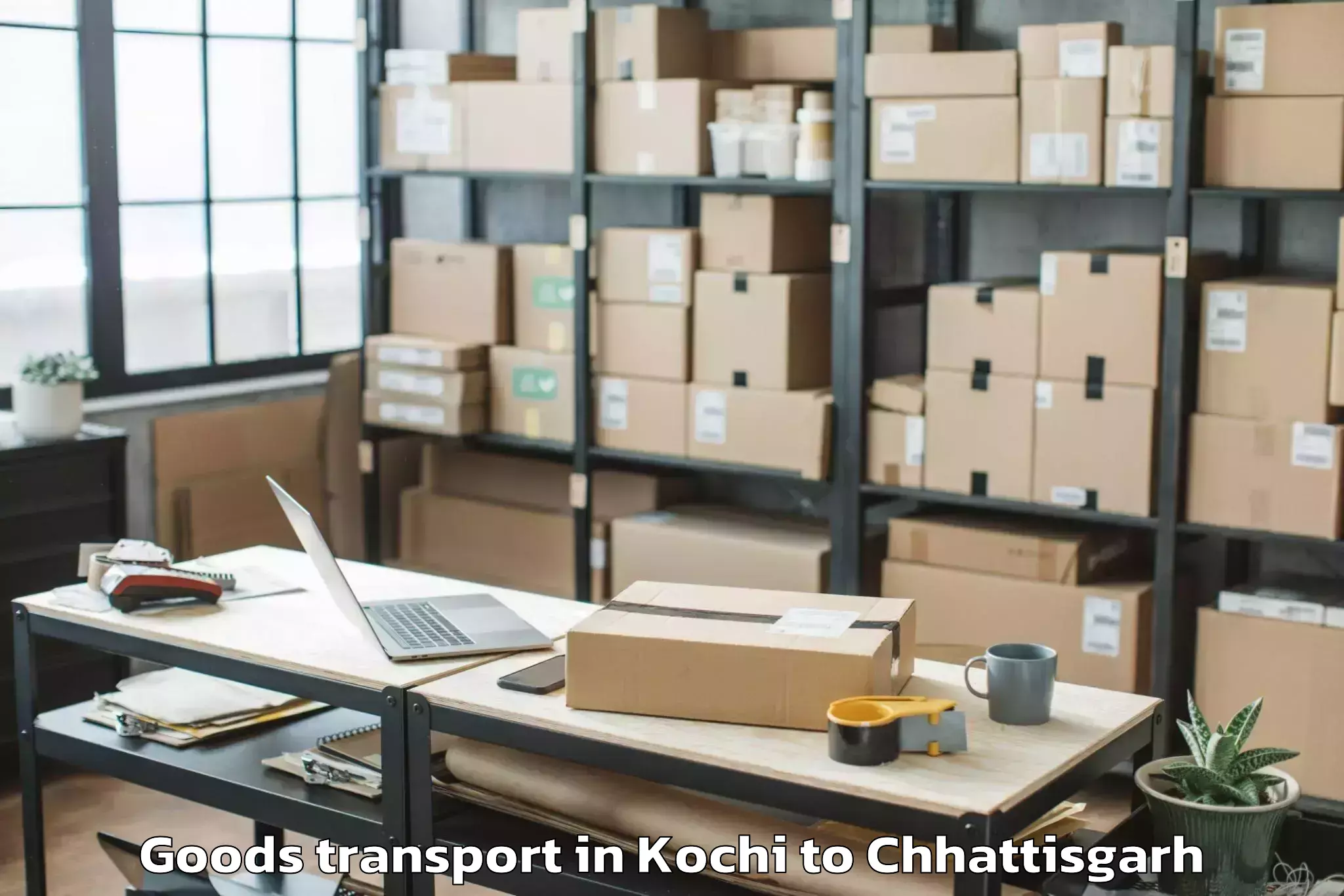 Top Kochi to Sarguja University Ambikapur Goods Transport Available